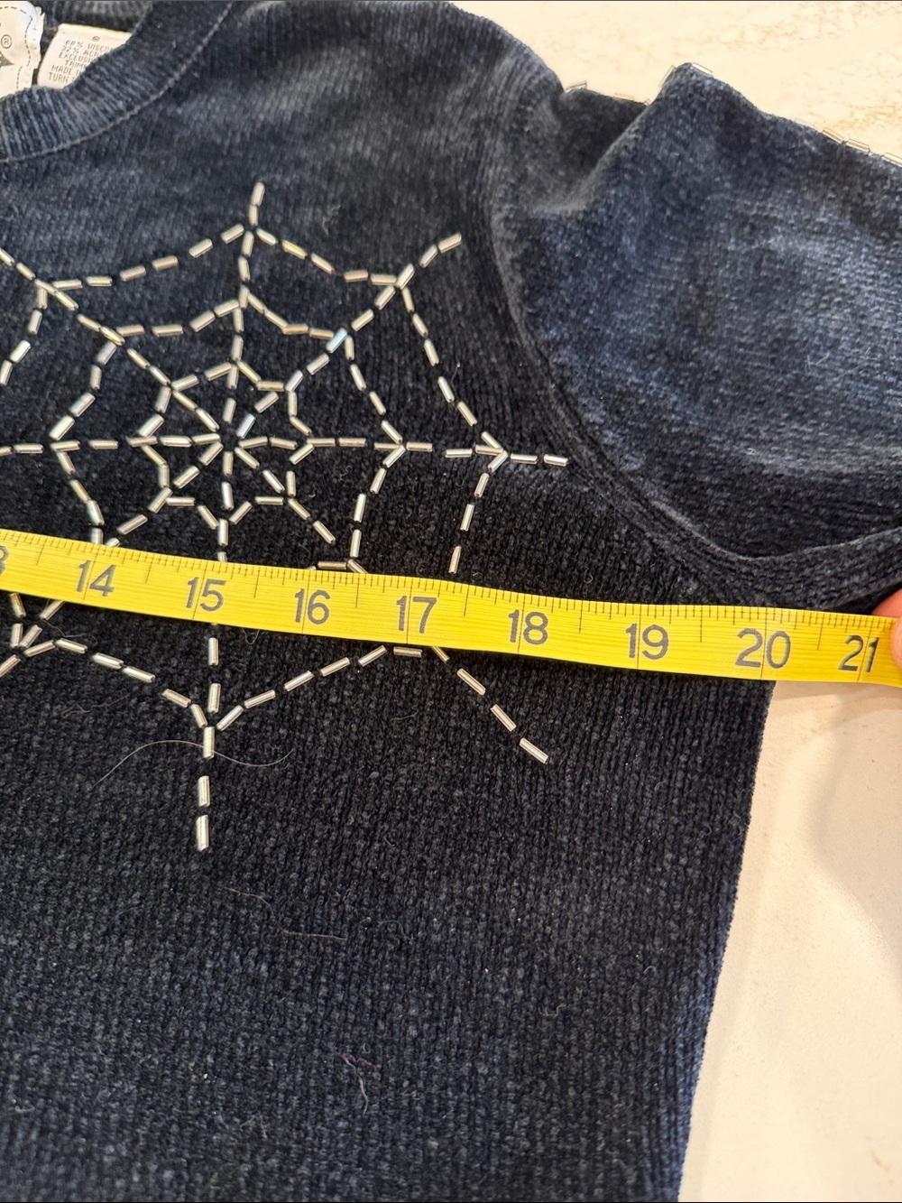 Vintage Storybook Knits Halloween Cardigan Beaded Spider Web Rhinestones Size S - Picture 11 of 13